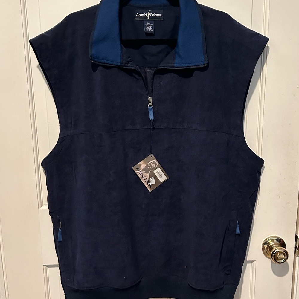 Men’s Navy Arnold Palmer Golf Quarter Zip Pullover Vest Size 2XL NWT - Picture 2 of 6